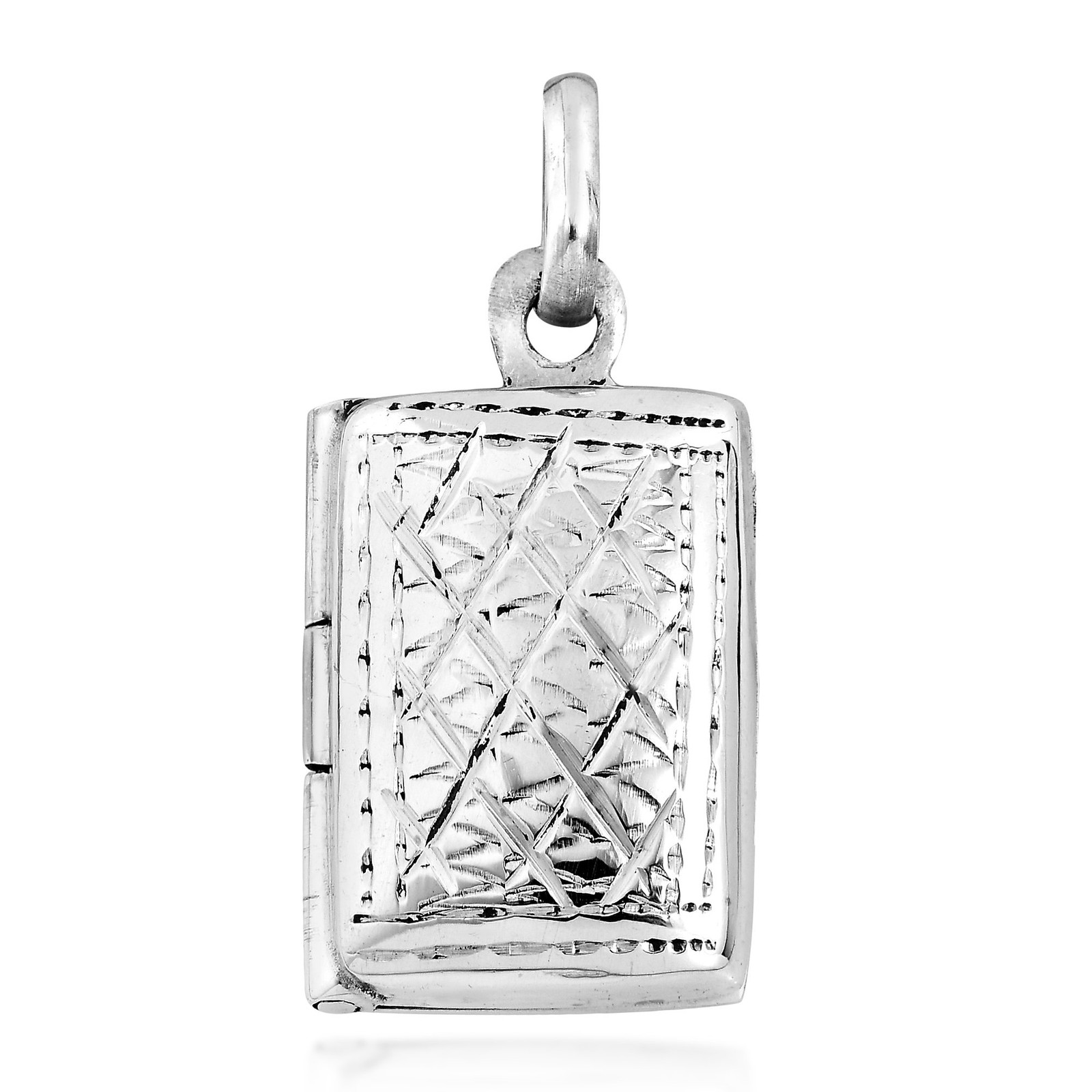 Edged Design Rectangle Locket .925 Sterling Silver Pendant | Delicate Sterling S