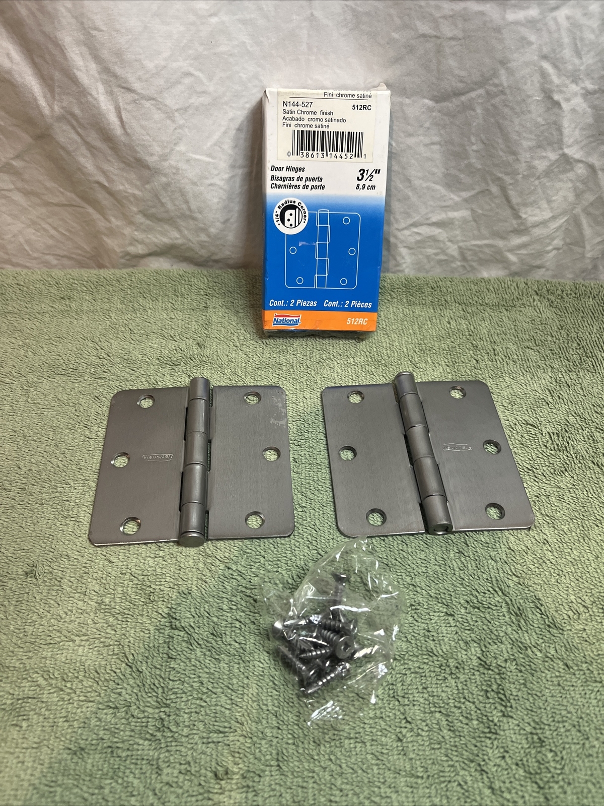 Lot OF 5 National Hardware Residential 3-1/2" Door Hinges in Satin Chrome   R1