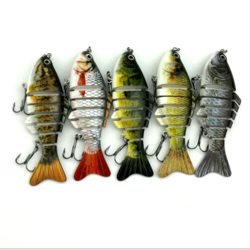 Multi Jointed Fishing Lure Bait Bass Crank Minnow Swimbait Life Like Pike