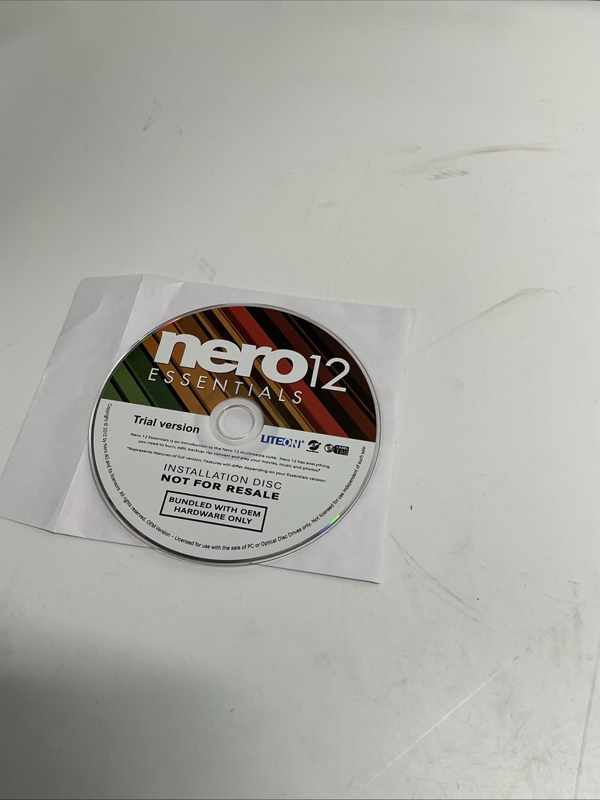 Nero 12 Essentials 2012 Trial Version Disc Only CD AA-949