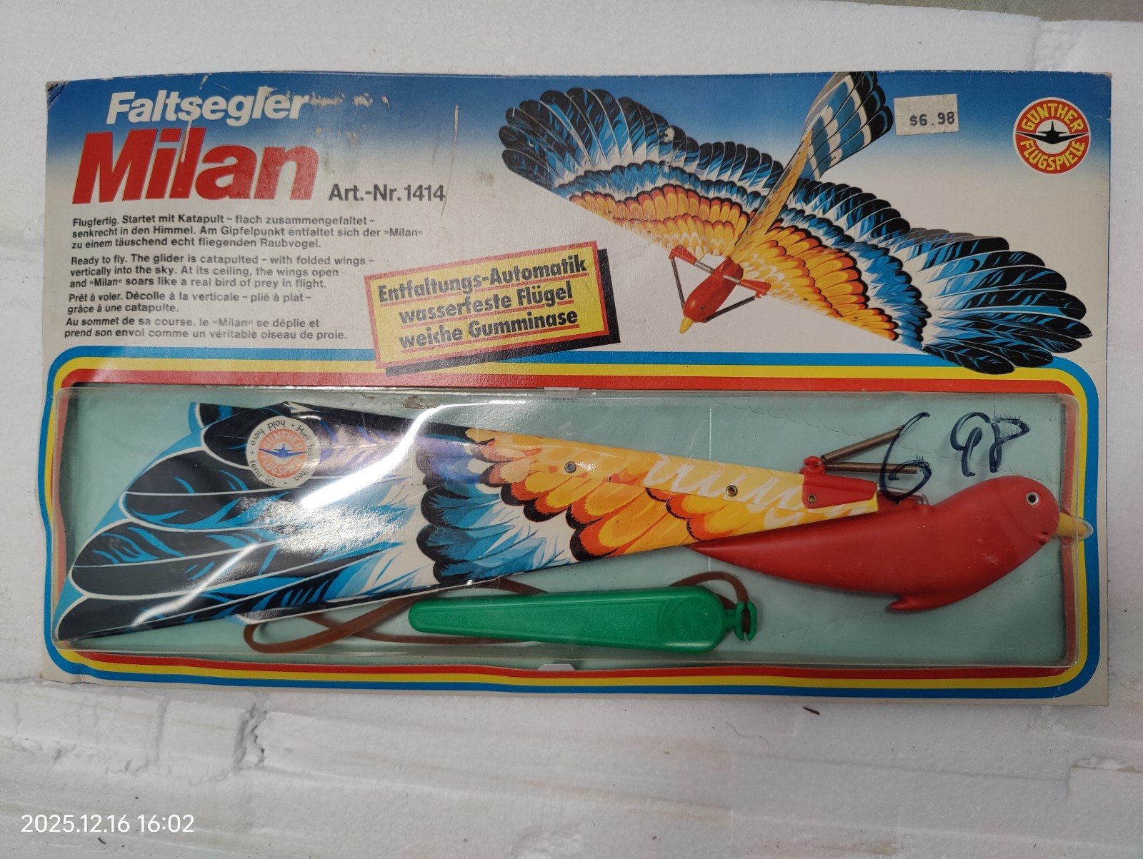 SEALED 1977 GUNTHER FALTSEGLER ART NR 1414 GLIDER AIRPLANE NiB Box Dirty/Warped