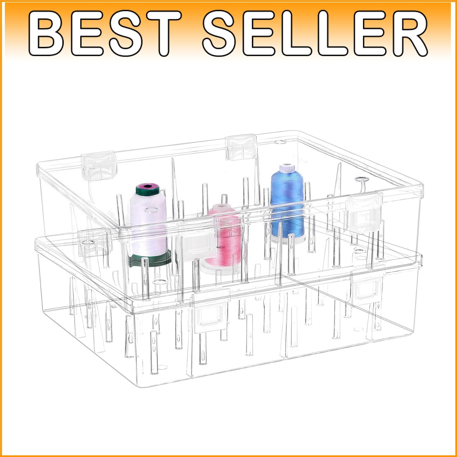 Superb Visibility Stackable Thread Storage Boxes - 2 Pack for Embroidery