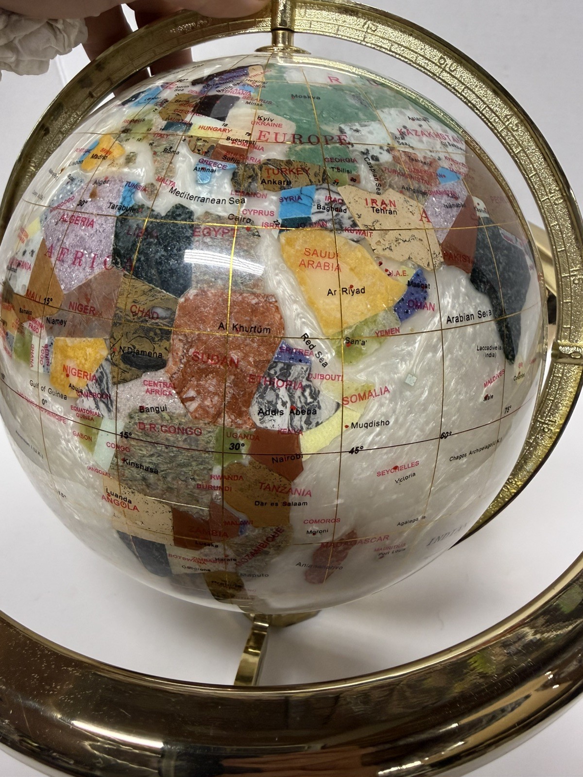 World Globe- Decorative Desktop Globe Gold Frame with Compass