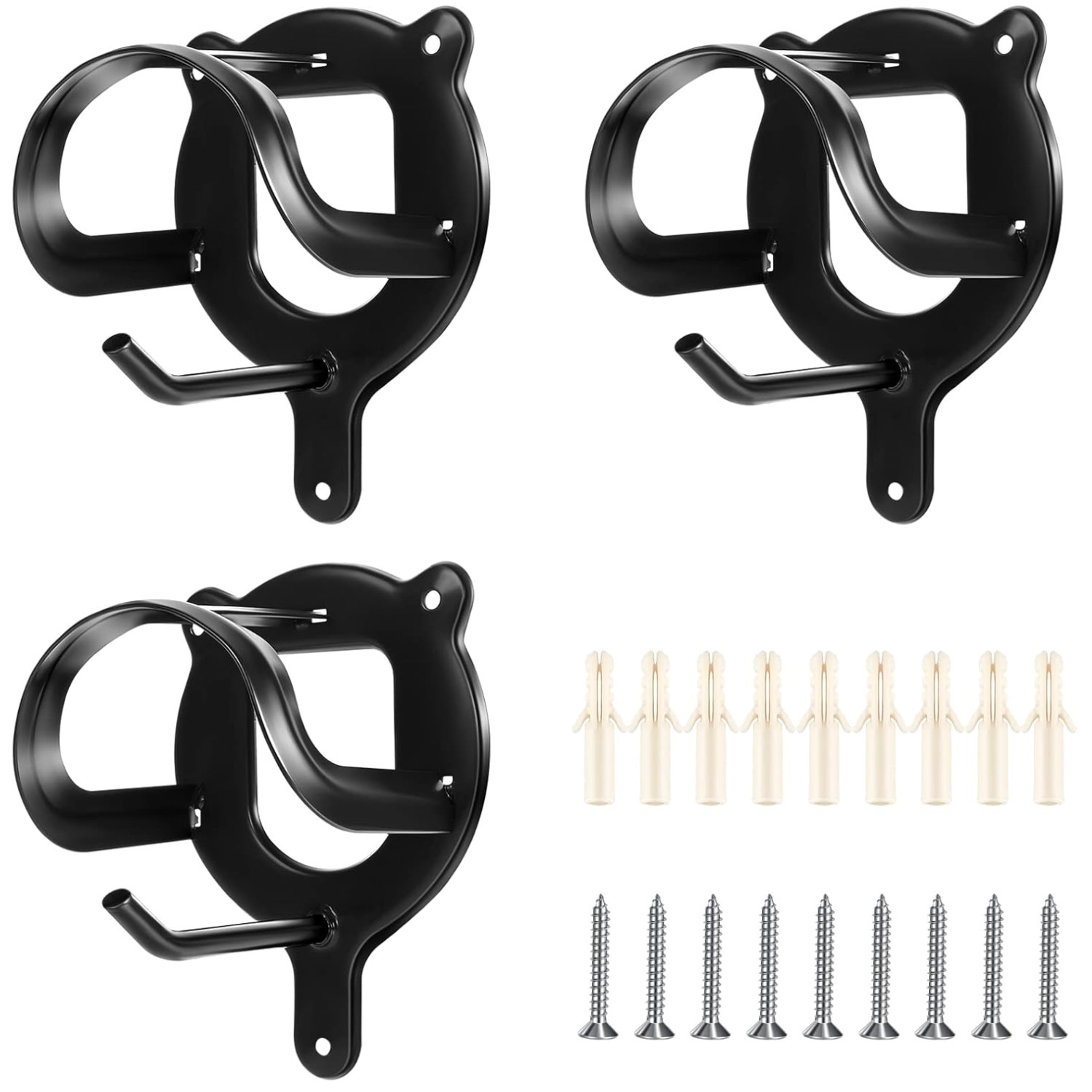 Metal Horse Bridle Holder with Screws (3 Pack)
