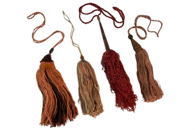 Lot of 4 Handmade Multicolor Tassels by Mary Rash Wood Bead Decor Accents