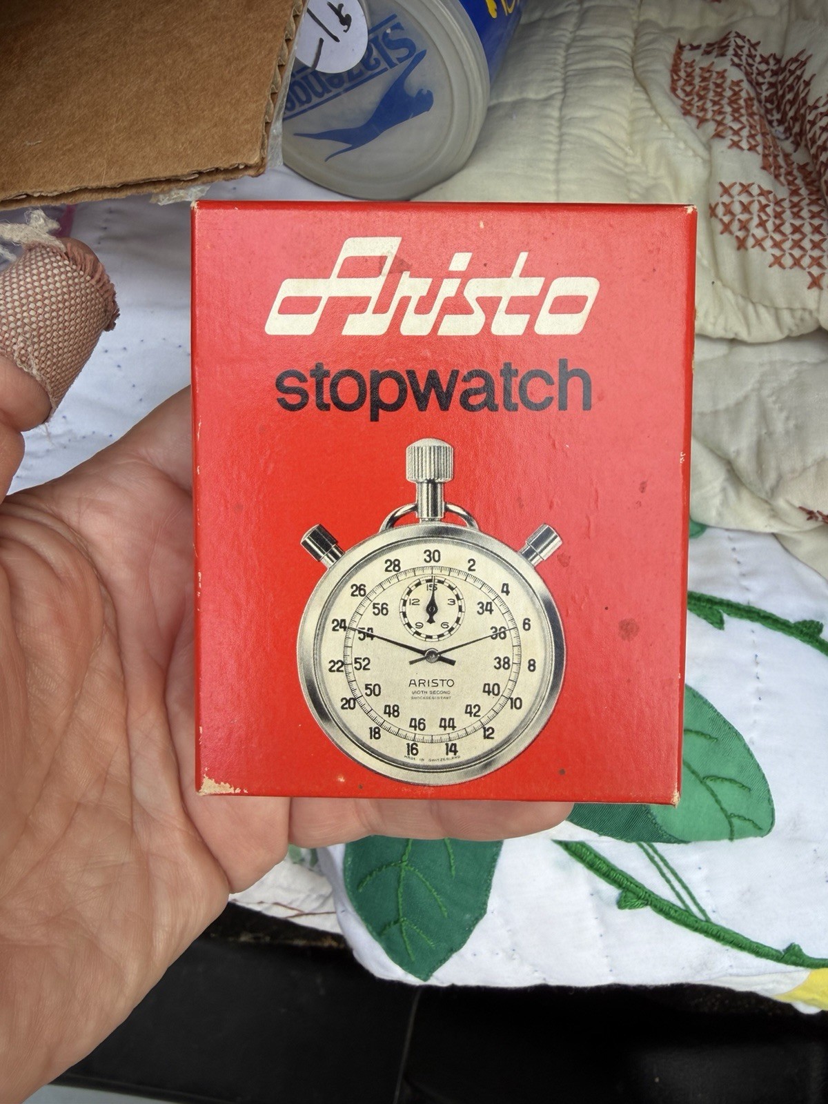 Vtg Aristo Apollo Mechanical Stopwatch Silver Timer with Box & Original Receipt!