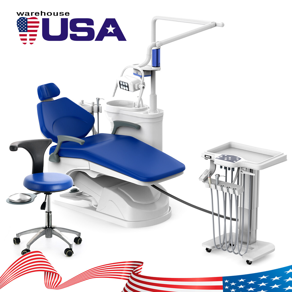 Dental Unit Chair PU Leather Computer Controlled/Delivery Unit &4H Compressor