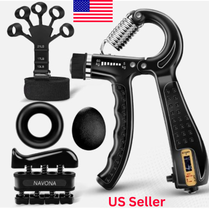 5 PCS Grip Strength Trainer Kit Hand Gripper Strengthener Forearm