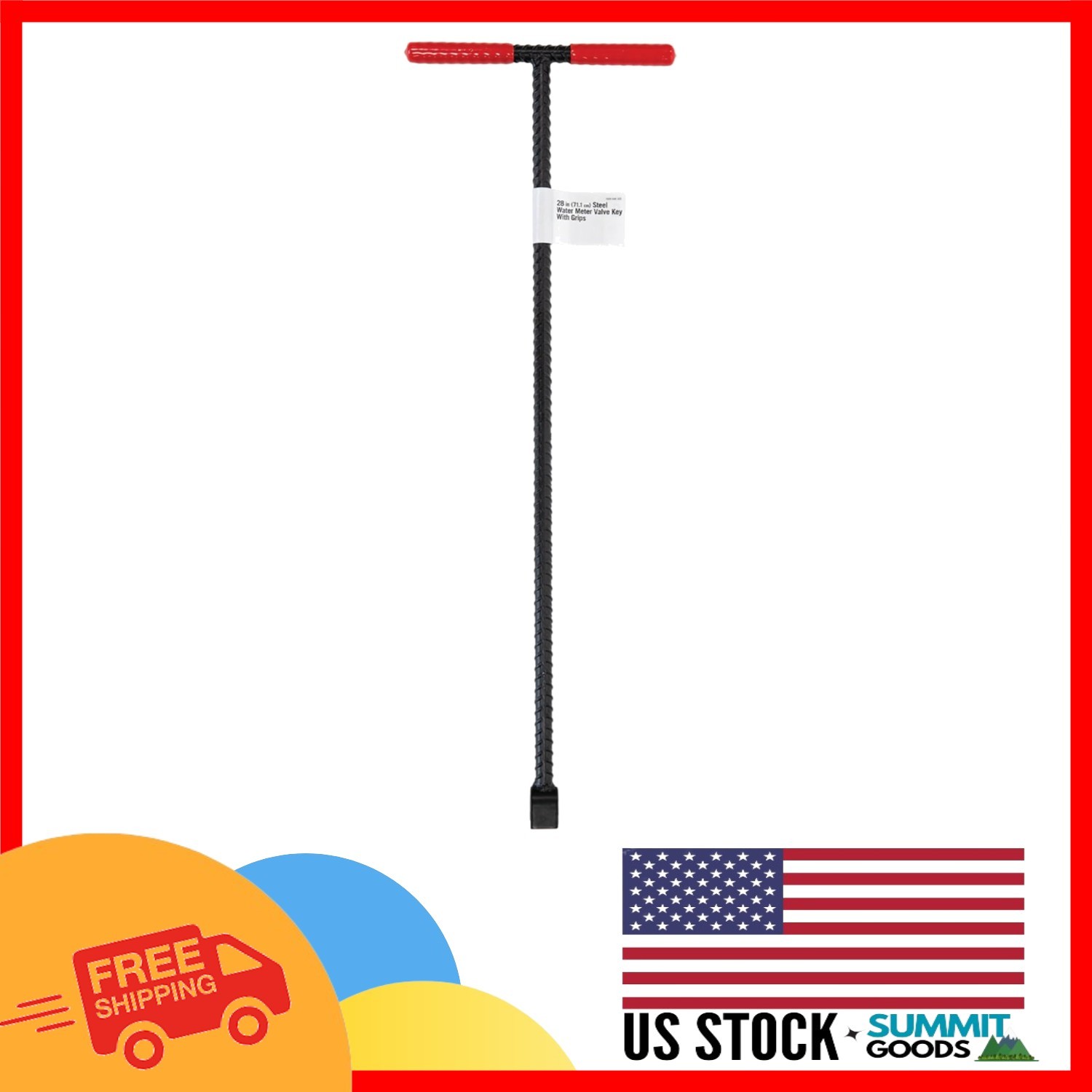 28-Inch Water Meter Key - Efficient Shut-Off Tool with Vinyl-Coated Handle