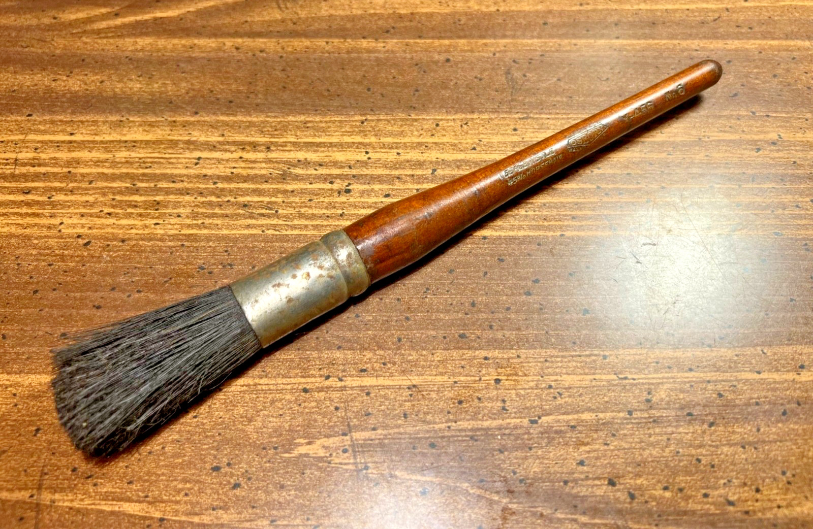 RARE Vtg Osborn 55% Bristle 45% Horsehair Walnut Line Paint Brush X-456  #6 USA