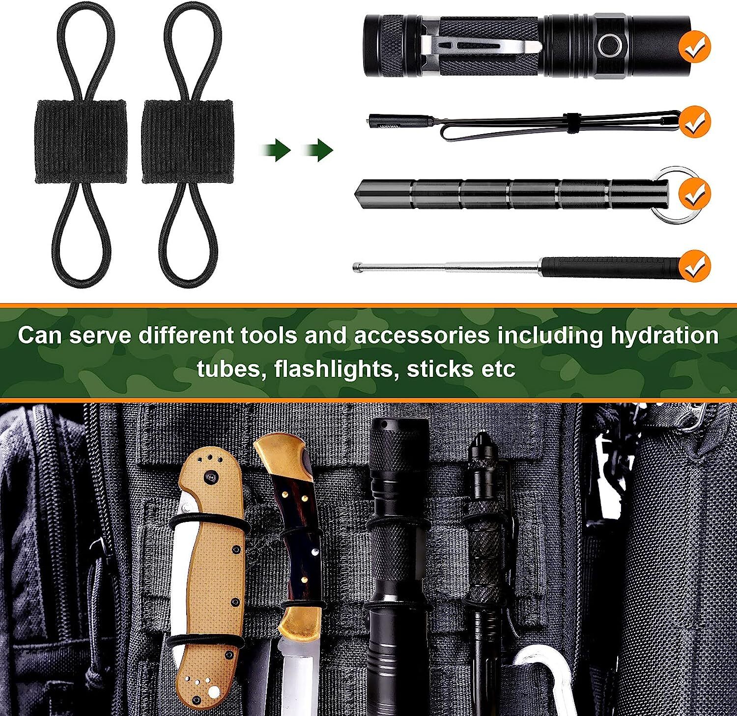10Pcs Tactical Molle Backpack Accessories Attachment PTT Antenna Binding Buckle