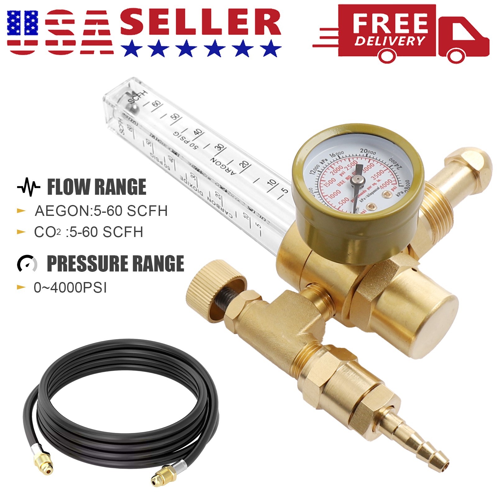 Mig Tig Flow Meter Regulator Argon CO2 Gas Welder Welding Weld Regulator Gauge