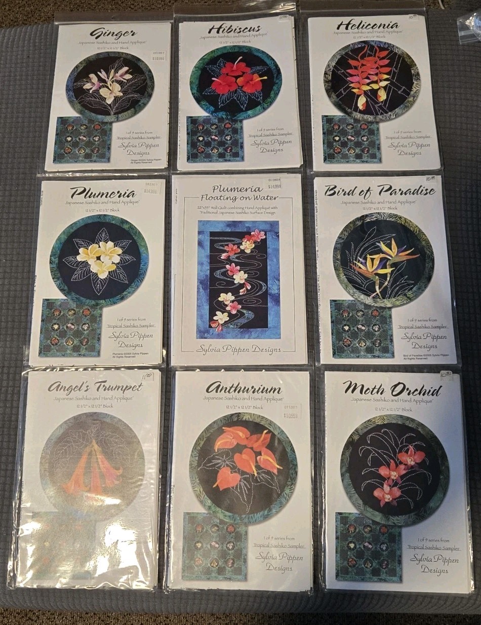 Sylvia Pippen Designs Hawaiian Floral Applique Kit Lot (9) – Ginger,...
