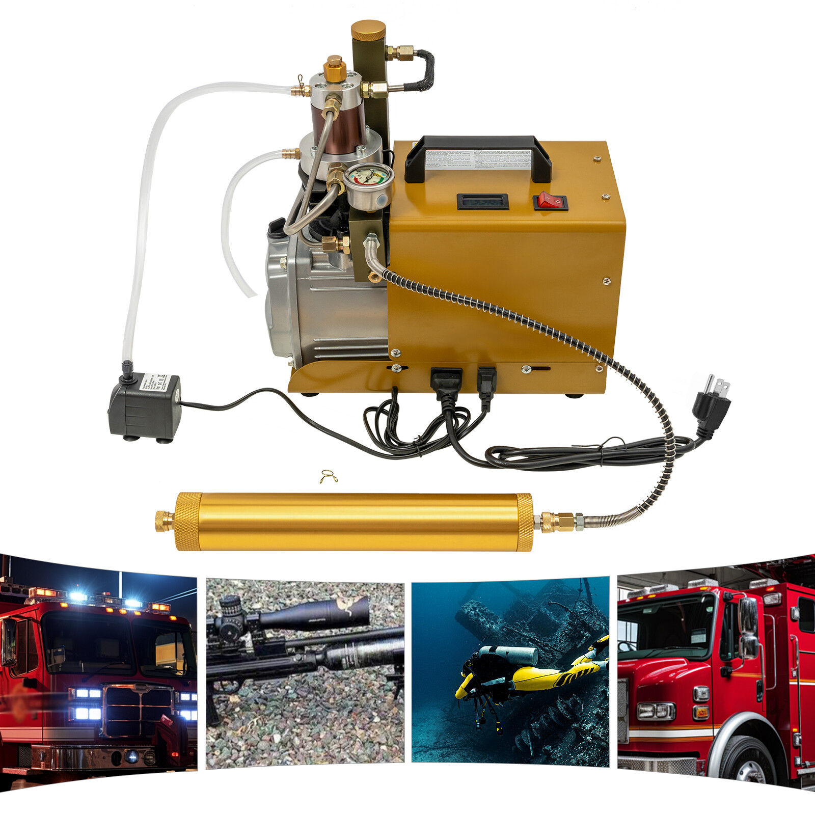 4500PSI Electric Air Compressor Scuba Diving Pump High Pressure Water-Cooling