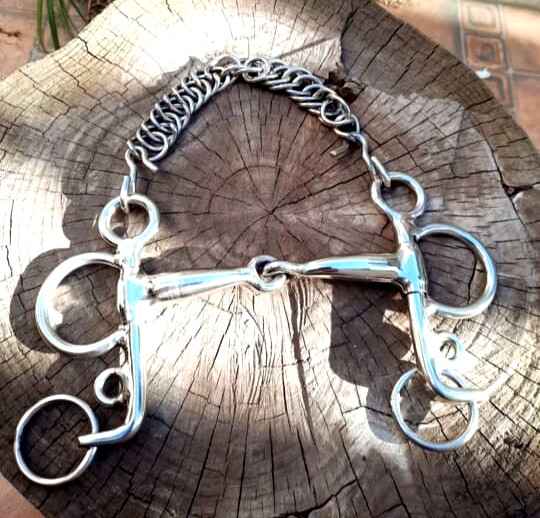 Stainless Steel Pelham Bit with Curb Chain English Horse Riding Bit