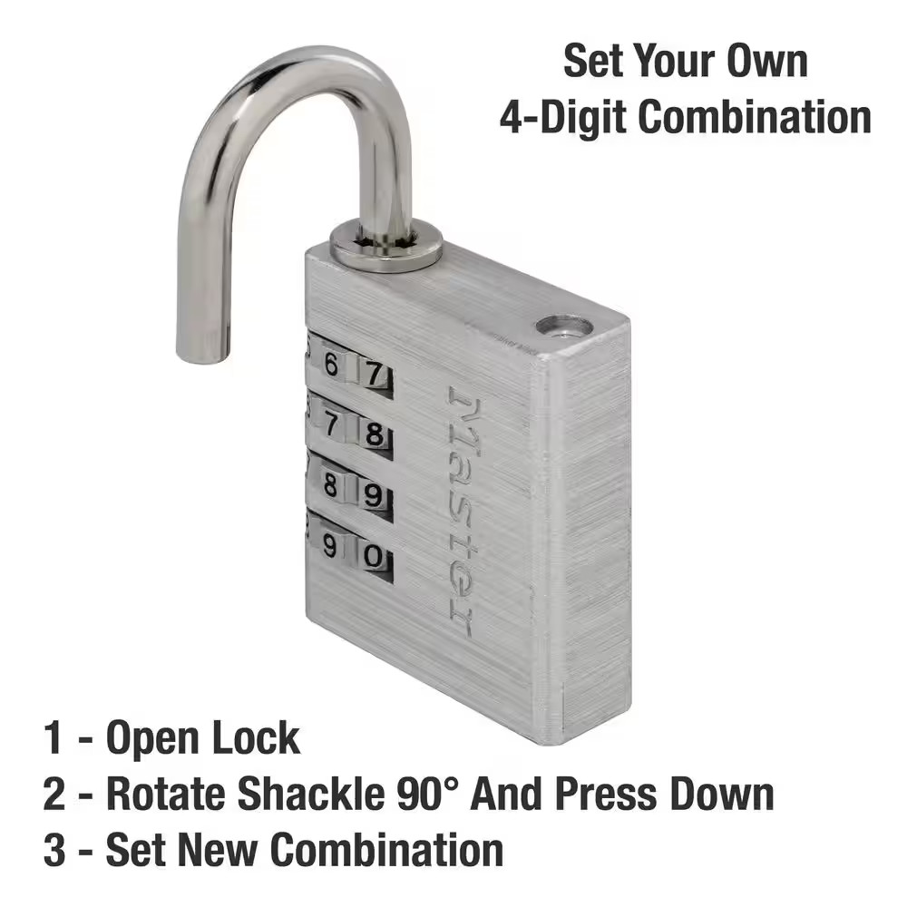 Combination Lock, Resettable 4-Dial Free Shipping New
