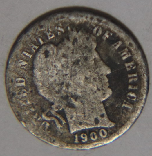 1900 S Barber Dime 10C Cents Coin Silver, Album Filler!