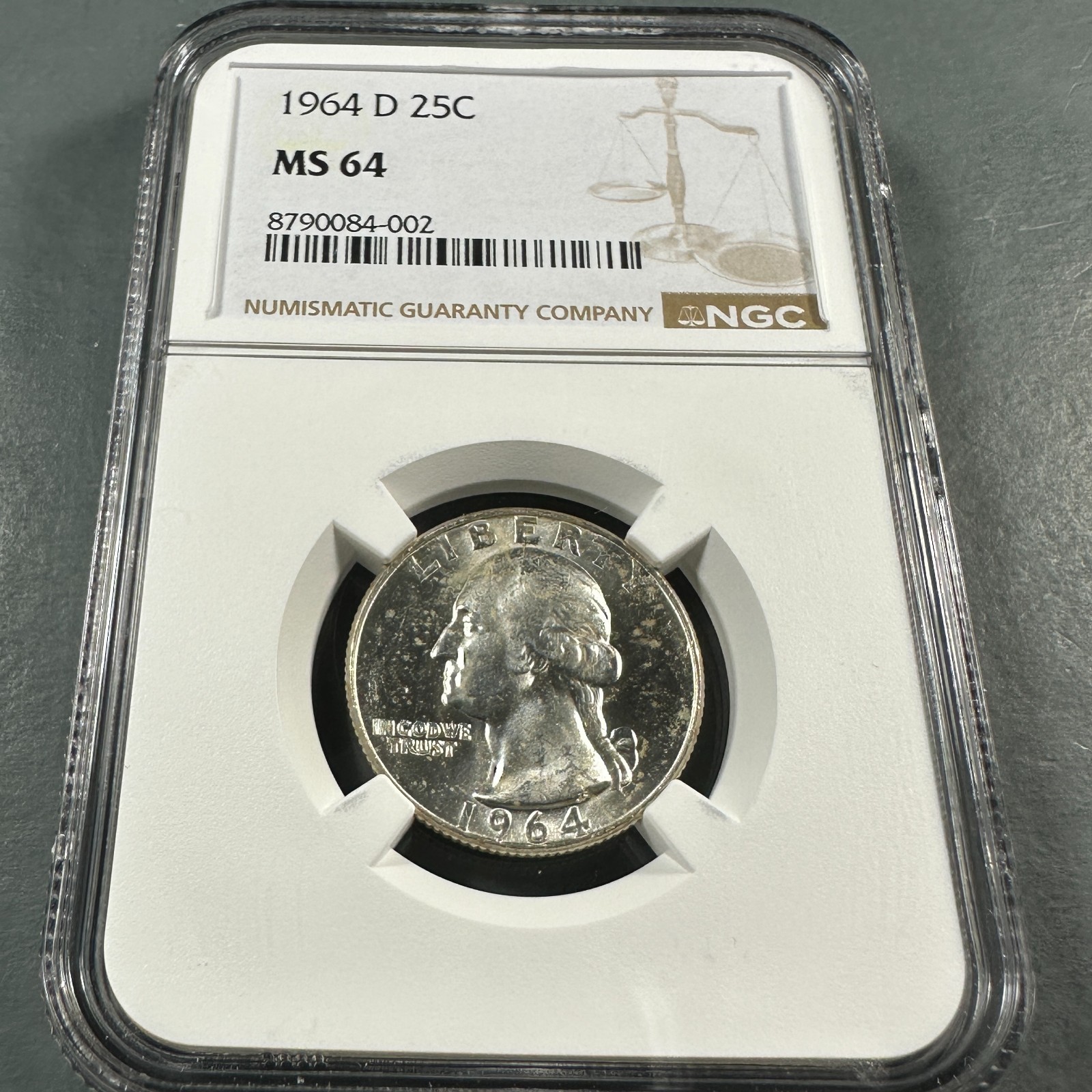 1964-D 25C SILVER Washington Quarter NGC MS64 (90217)