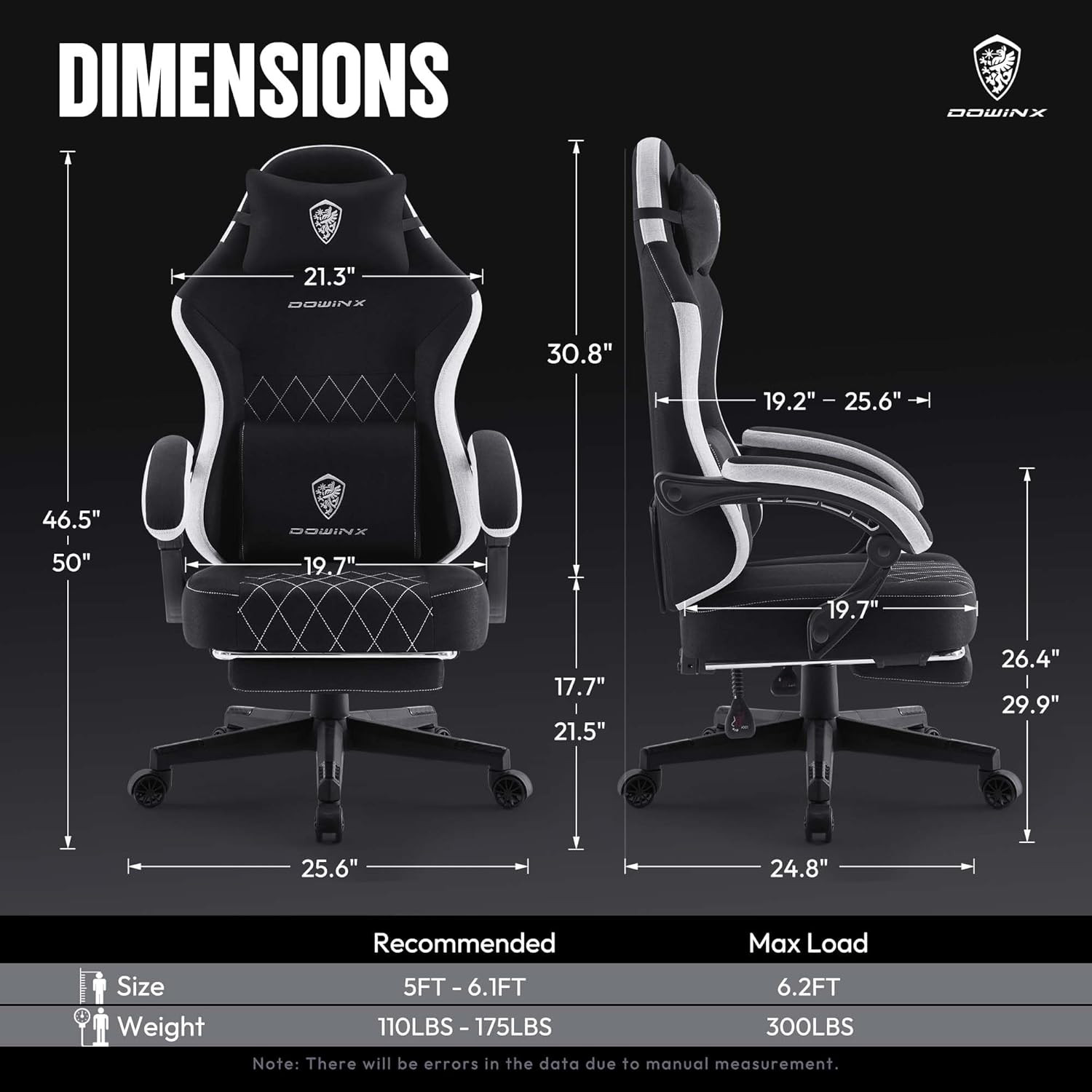 Dowinx Fabric Gaming Chair, Ergonomic Computer Chair with Footrest and Pocket Sp