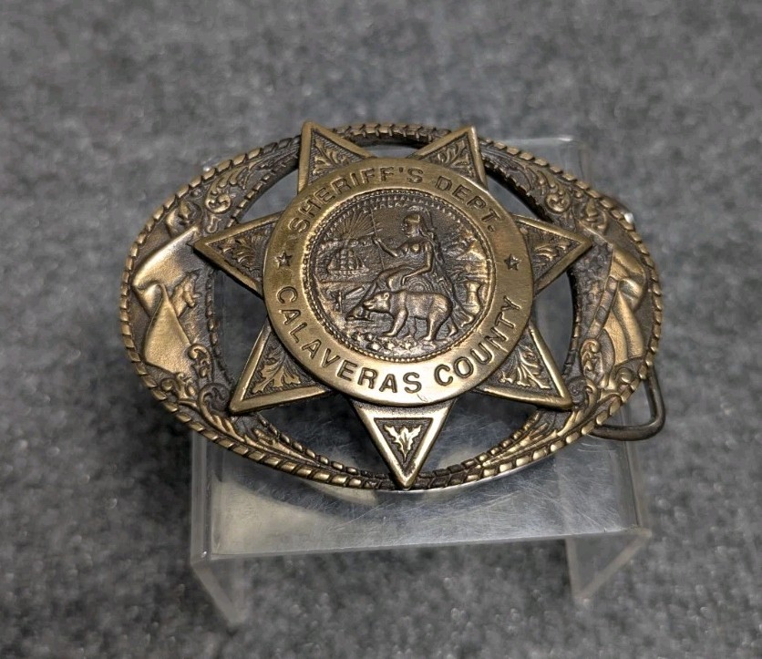 RARE! Sheriff's Department Calaveras County California Brass Belt Buckle 1989