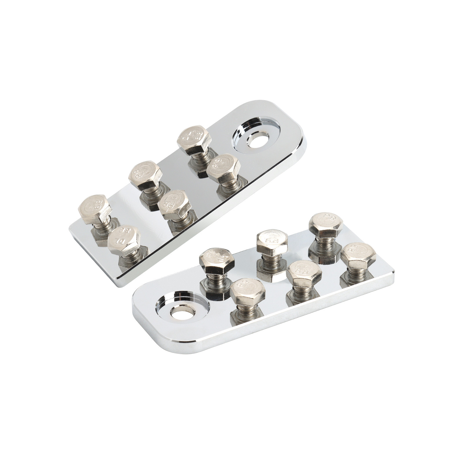 Pair 6 Spot SAE Top Post Flat Lug Style Battery Terminal Distribution Blocks 2PC