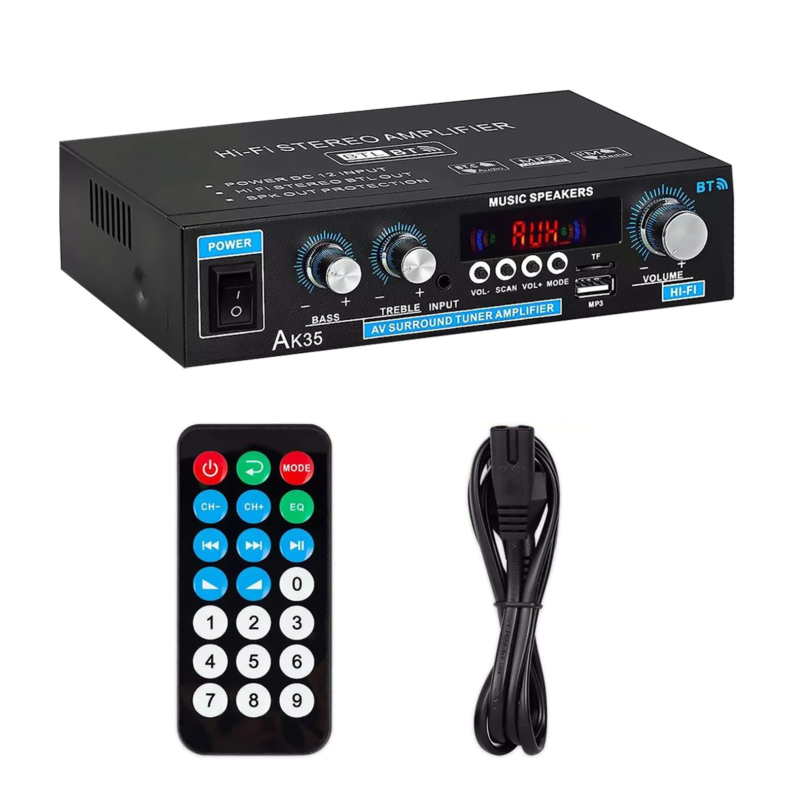 AK35 Mini Bluetooth Power Amplifier Home/Car/Marine Stereo AUX FM TF Audio Amp