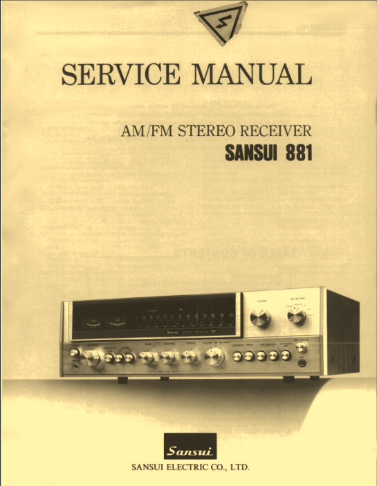 Sansui 881 AM/FM Stereo Receiver Service Manual - In Comb Binding