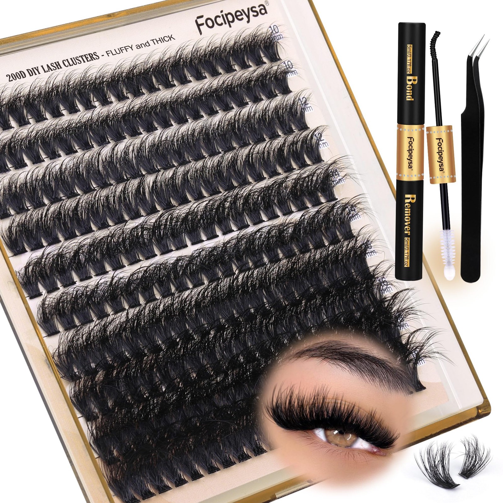 Focipeysa Lash Extension Kit Thick Eyelash 202 Piece Set, Black