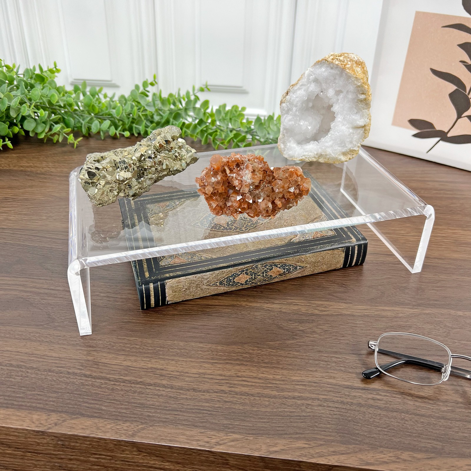 Plymor Clear Acrylic Rectangular Display Riser, 3" H x 12" W x 6" D (3/8" thick)