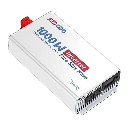 Pure Sine Wave Inverter 1000W Convert DC 12V to AC 110V, Monitoring 1000 Watt