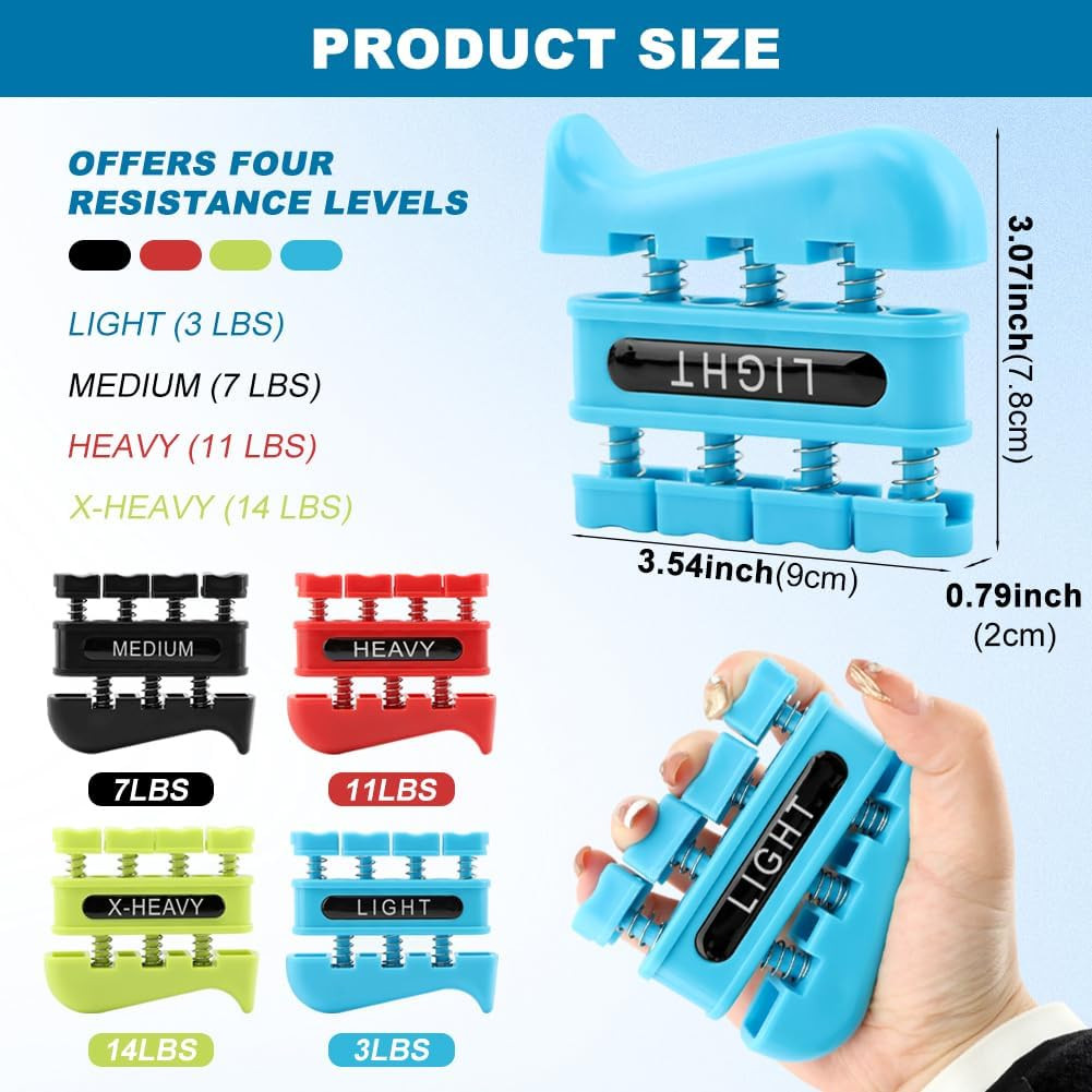 4Pcs Finger Strengthener, Finger Exerciser, Hand Exerciser for Improve Dexterity