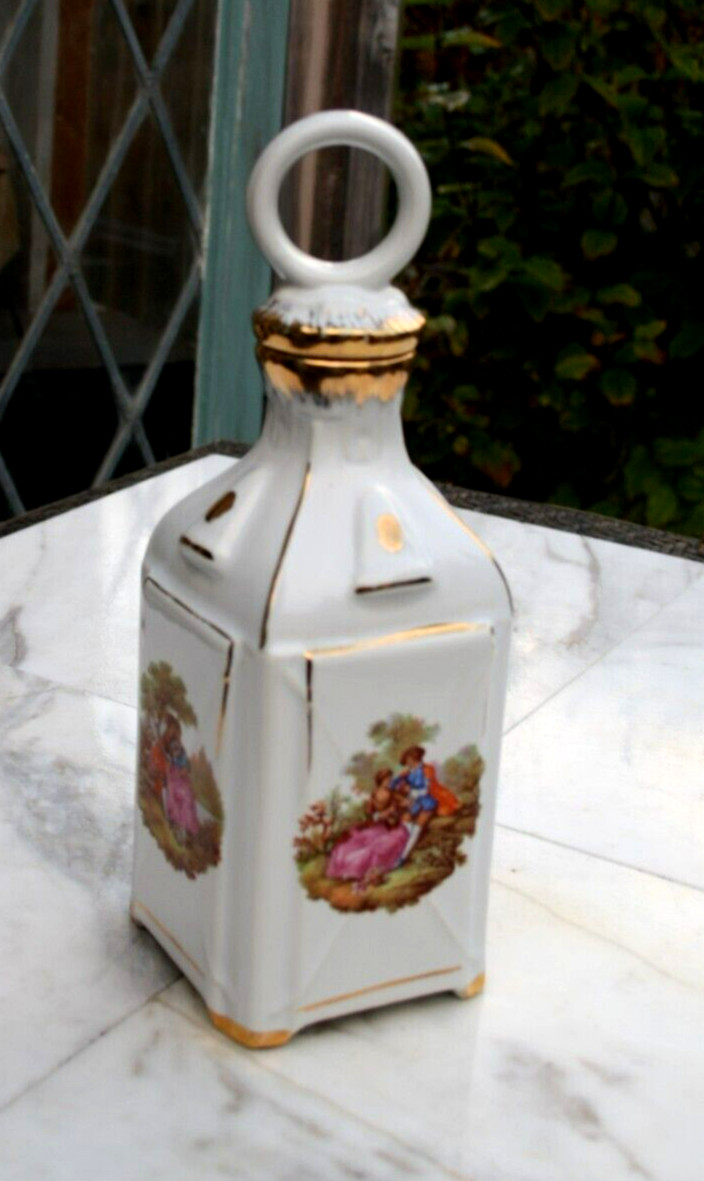 Vintage 1969 Giffard Creme De Menthe Painted Empty Decanter ~ FRANCE