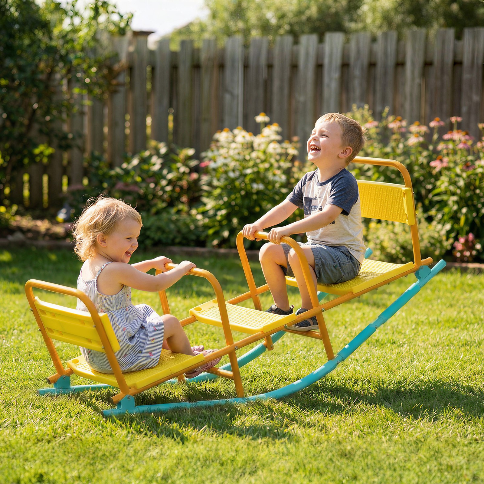 Qaba 2 in 1 Teeter Totter Seesaw for Kids Age 3-8 for Indoor Outdoor