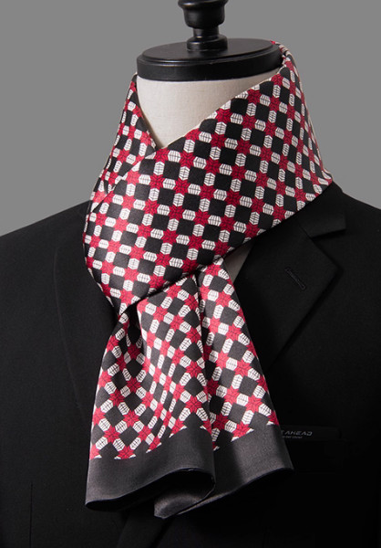 100% Silk men women Scarf neckerchief Wrap long satin plaid red black MY116-4