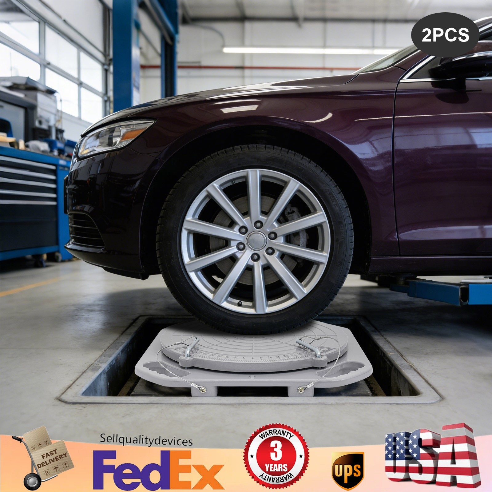 Pair Turntable Wheel Alignment 360?? Rotating Turn Plate Table 5 Ton Aluminum
