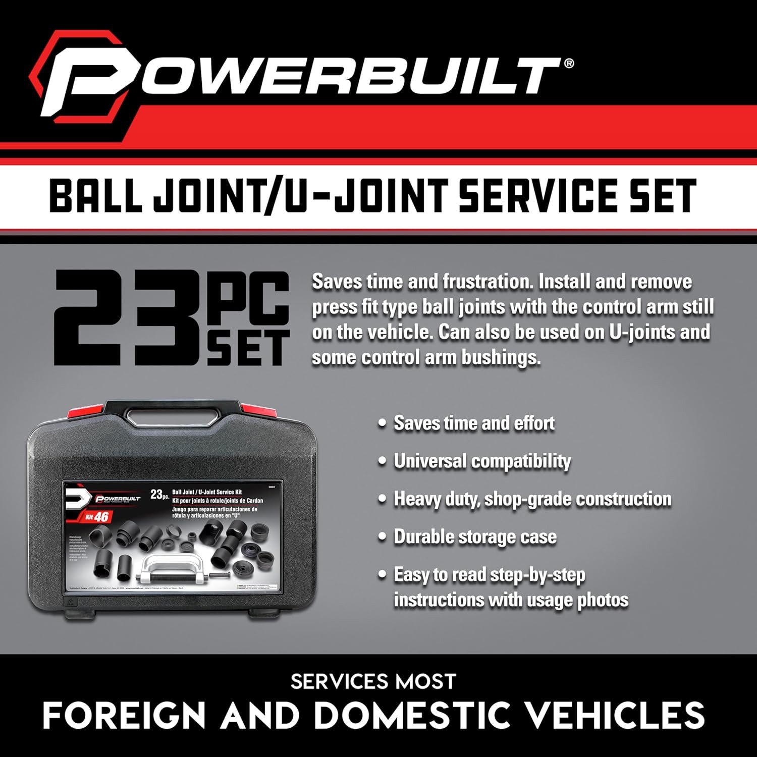 23-Piece Ball Joint Service Tool Kit - Remove & Install Ball Joints Easily