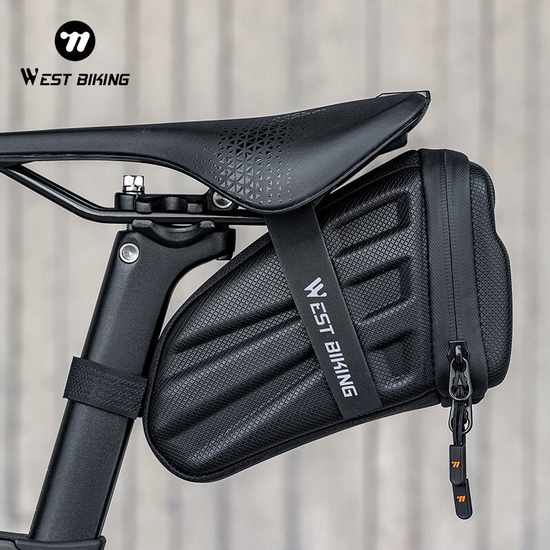 WEST BIKING Bicycle Saddle Bag EVA Carbon Pattern Hard Shell Bike Seat Tail Bag