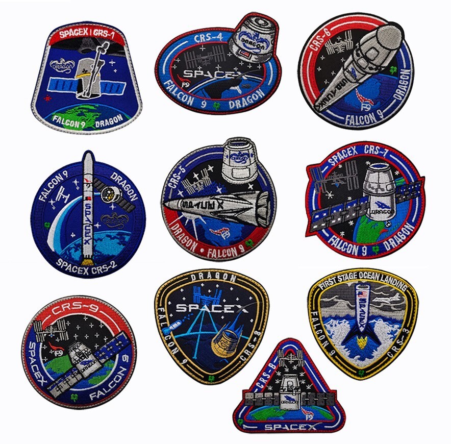10PCS SPACEX FALCON-9 DRAGON F-9 CRS-5 SPACE FORCE EMBROIDERED HOOK&LOOP PATCH