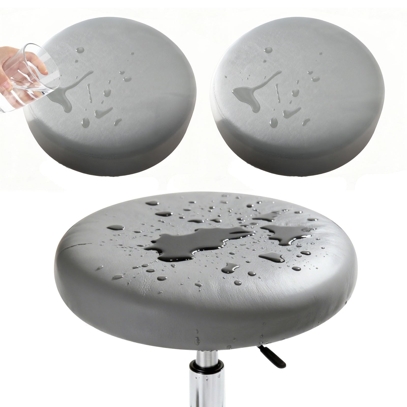 Waterproof Bar Stool Covers PU Leather Removable, Cushion Slipcover Stool Cover