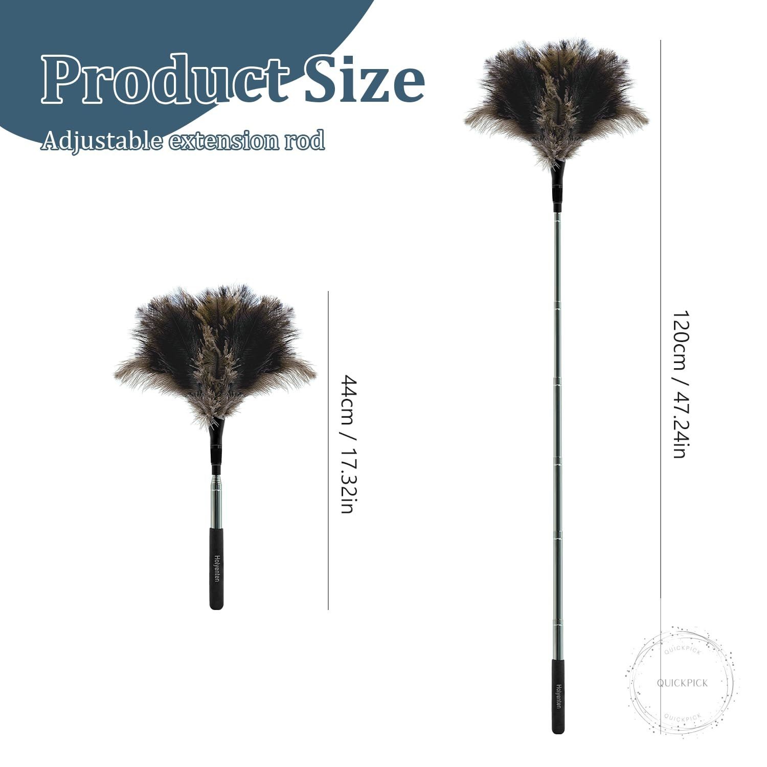 Extendable Feather Duster 47 inches Fluffy Long Handle Reusable Feather Duster