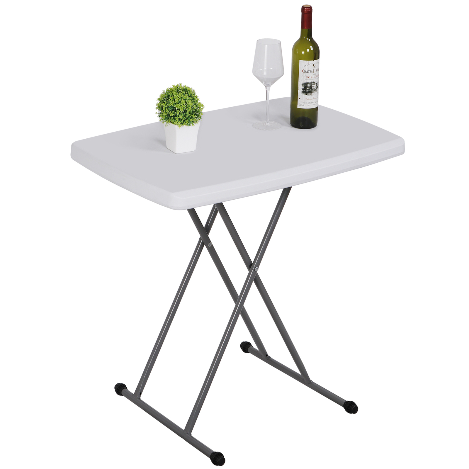 30" Adjustable Folding Laptop Table TV Tray White Table Writing Table Card Table