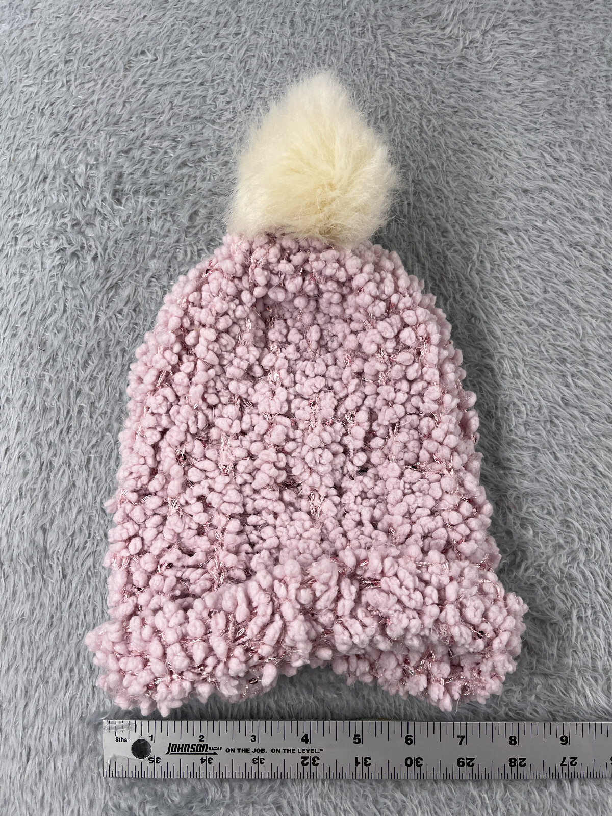 Amiee Lynn Beanie Toque Womens One Size Pink Knit Sparkly Nylon Blend Ski Pom