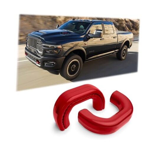 Front Tow Hooks Covers for 2019-2025 RAM 2500/3500, Customized Hitch Cover Red