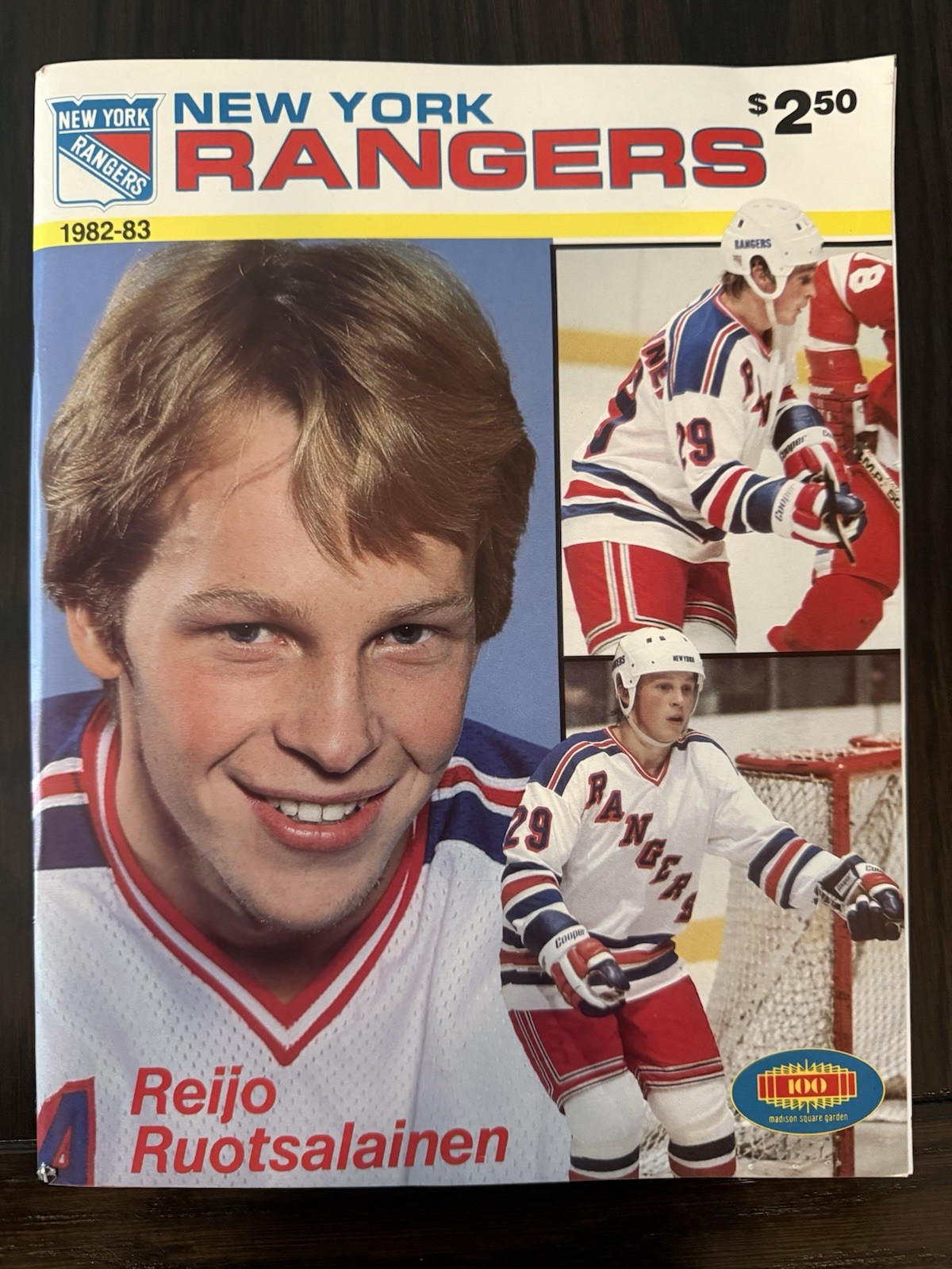 1982-83 NY Rangers Program Reijo Ruotsalainen Cover 3/14/83 “Smurf Game” Flyers