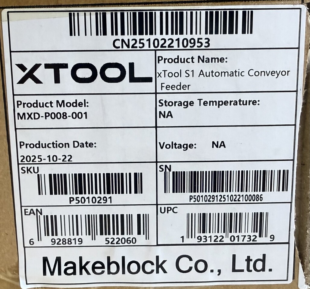 XTOOL MXD-P008-001 P5010291 S1 AUTOMATIC CONVEYOR FEEDER