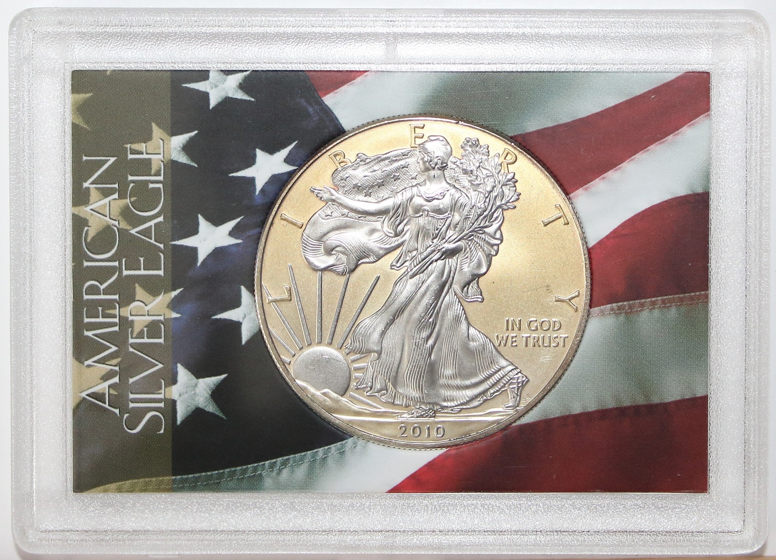 2010 US .999 SILVER Eagle BU 1 oz With Gold Plated Fields & Gift Holder