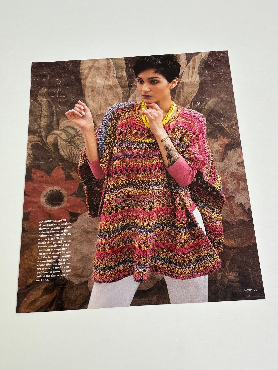 Openwork Poncho Knitting Pattern Sheet Magazine Pages