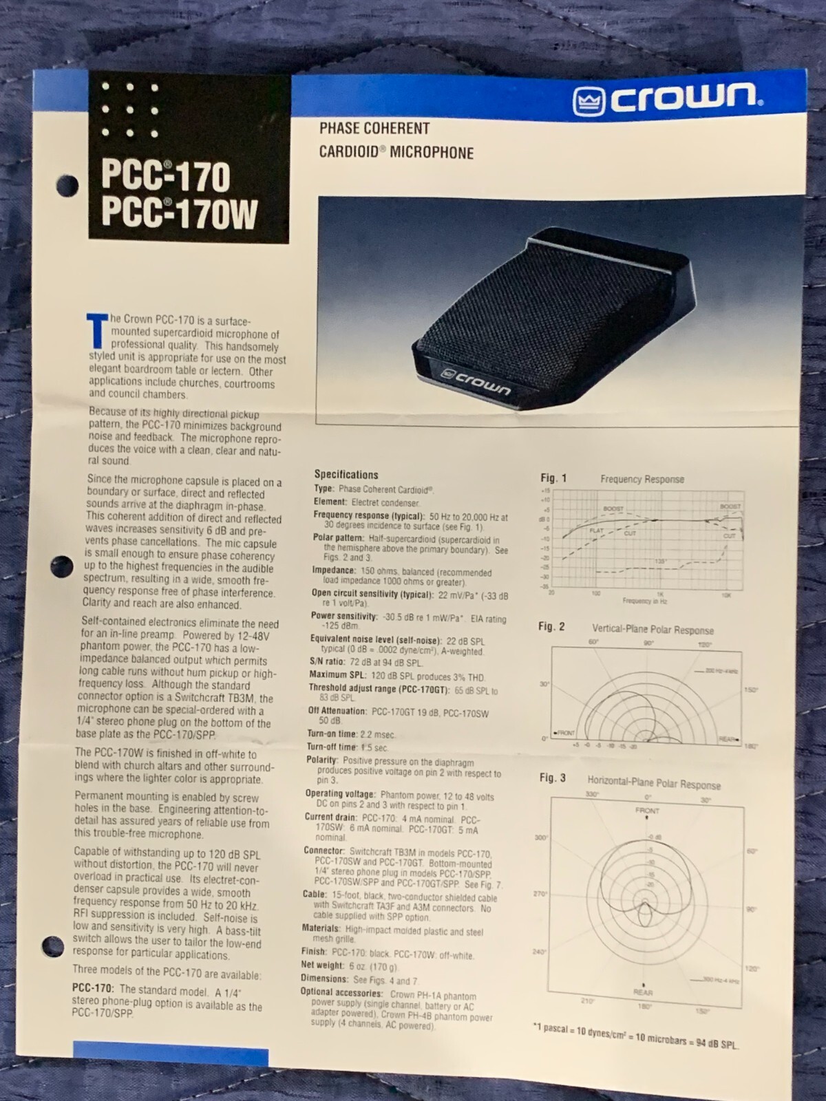 Crown PCC170 Surface Mount Supercardioid Boundary
