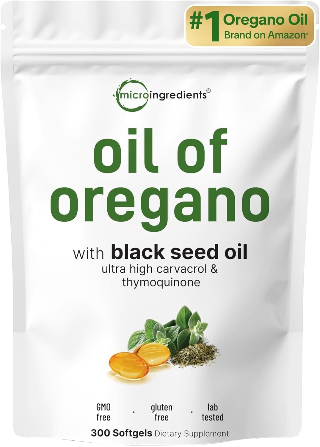 Micro Ingredients Oil of Oregano Softgels, 300 Count | 300 (Pack 1)