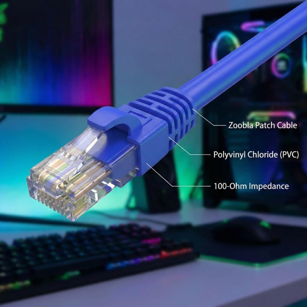 25FT Cat5e UTP Ethernet Patch Cable, 100% Pure Copper LAN Cable.